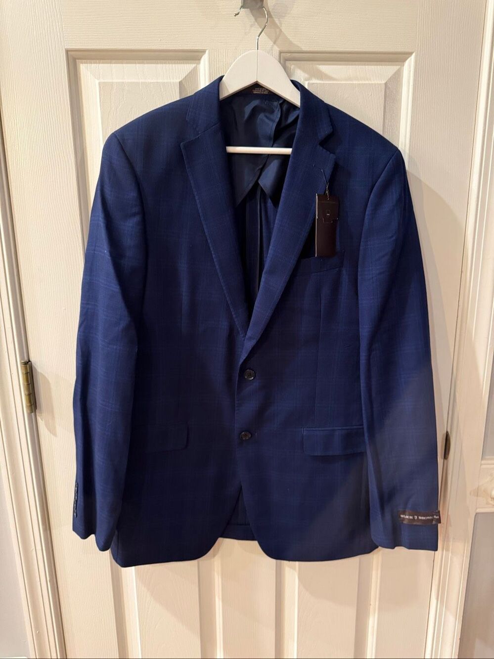 Black& Brown 1826 Navy Plaid Summer Weight Blazer Jacket sz 40L NWT $375
